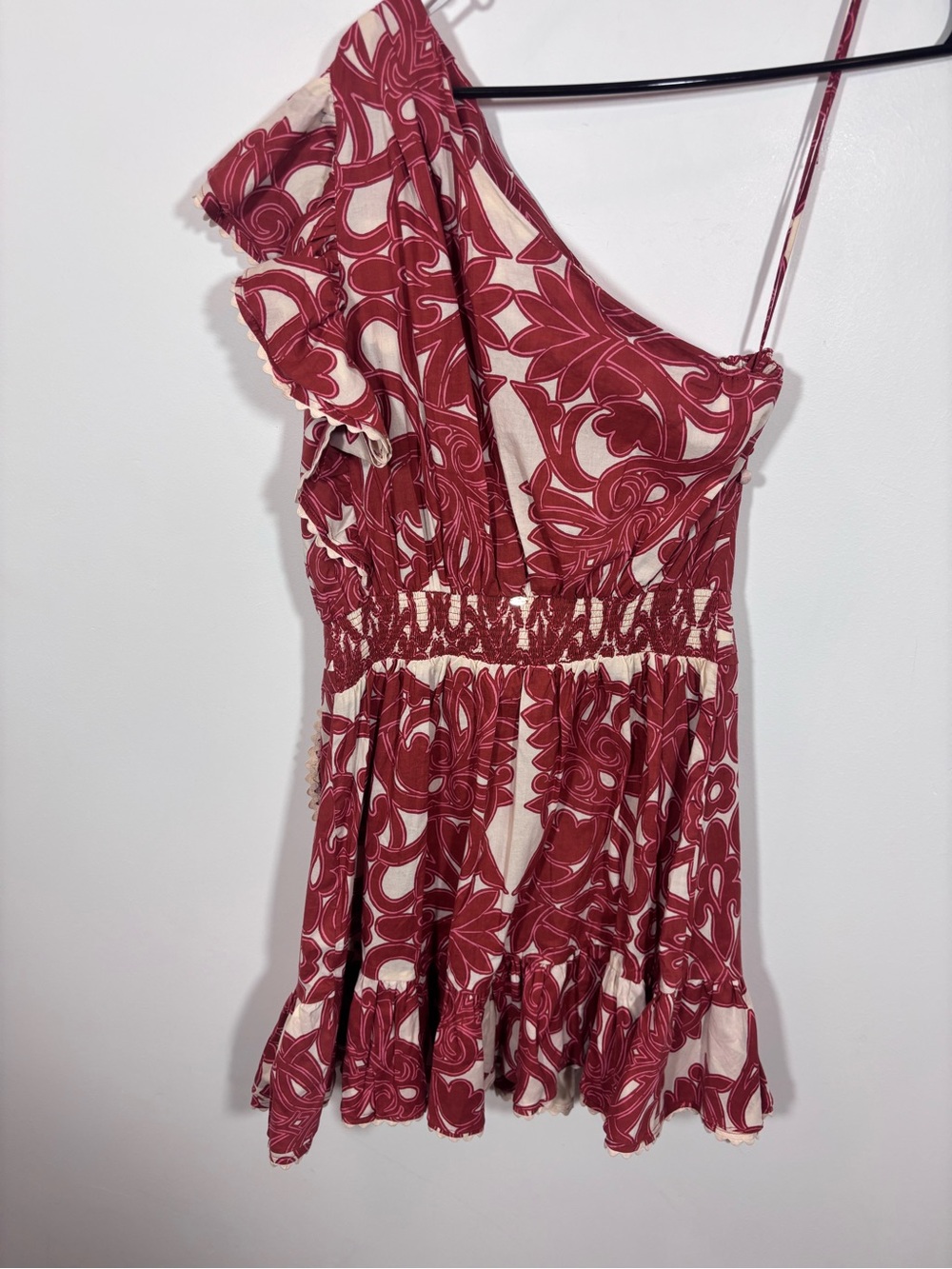 POUPETTE ST BARTH Corinne Floral Ruffled Cotton Minidress XS One Shoulder dainty - Picture 8 of 16